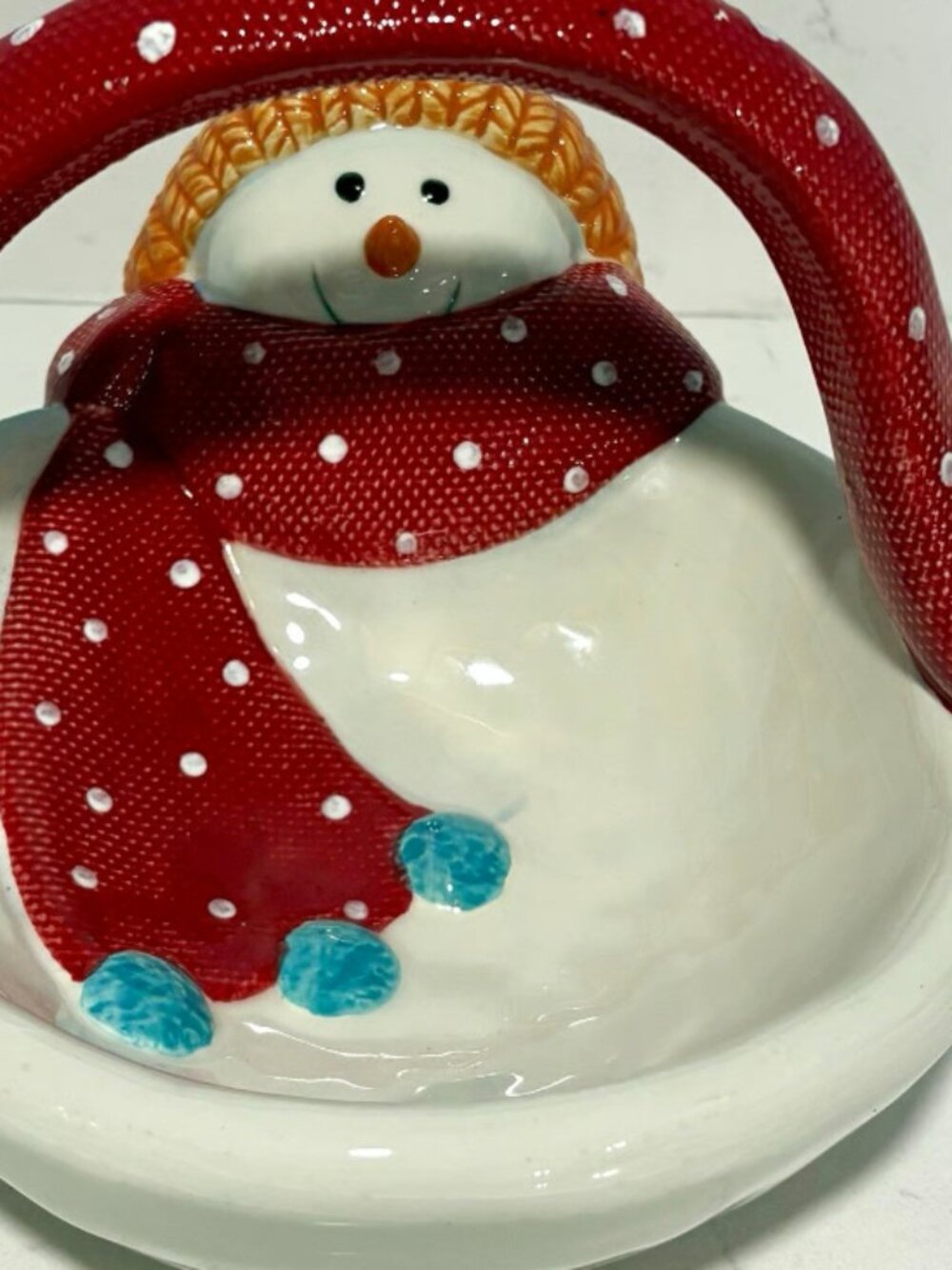 St. Nicholas Square Snow Days Snowman Ceramic Centerpiece Bowl Christmas